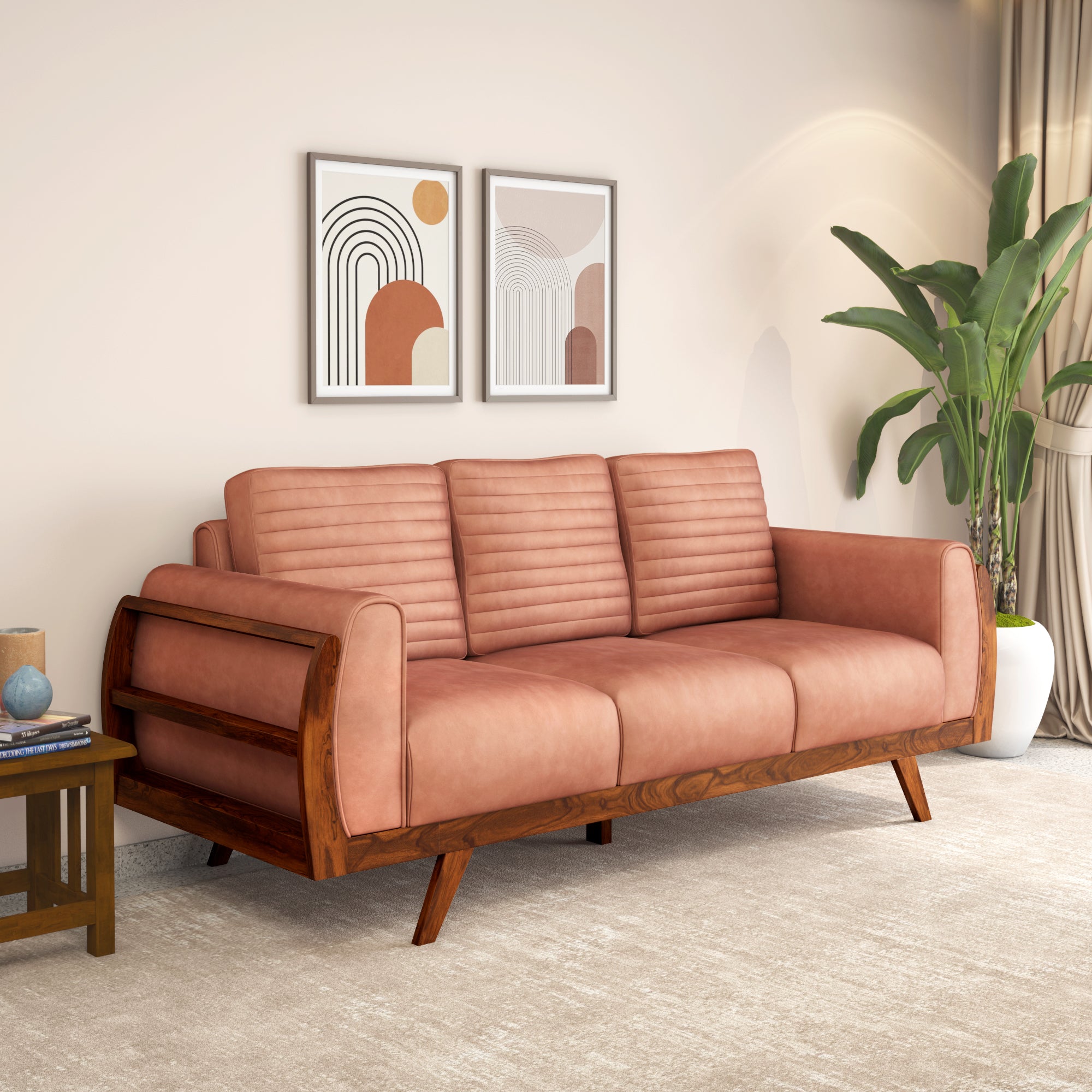 Buy Lakewood 3 Seater Fabric Sofa (Cocoa)Online- @Home by Nilkamal ...