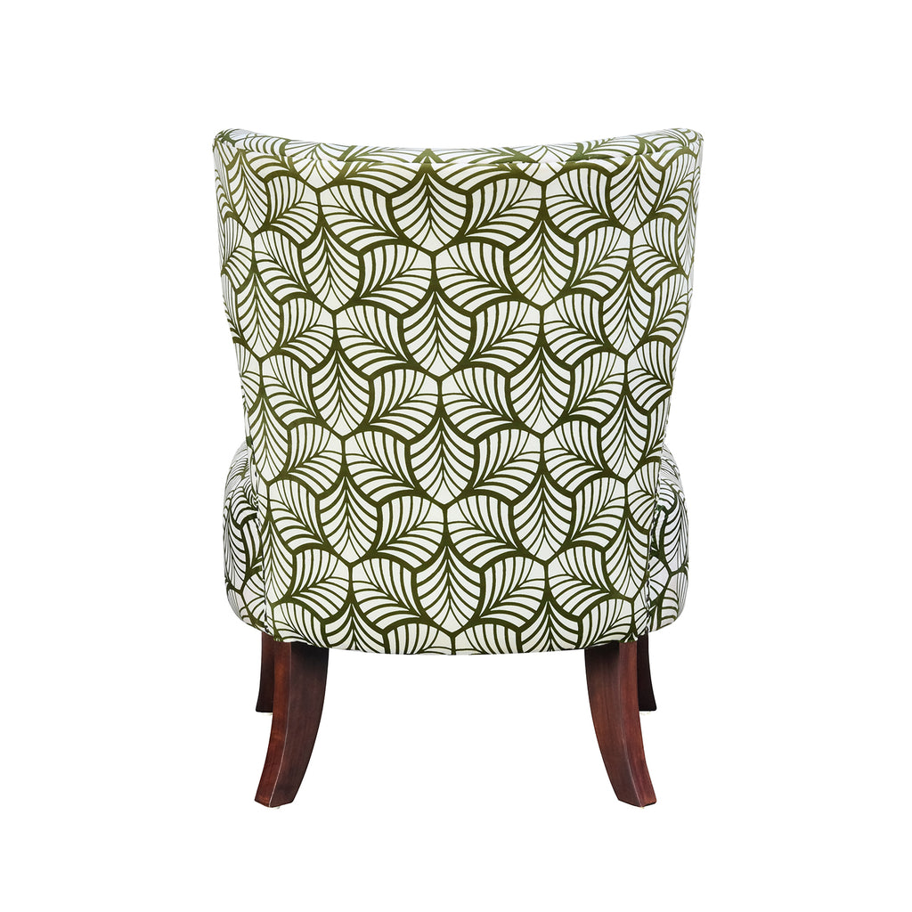 Leafy Fabric Arm Chair Green & (White)