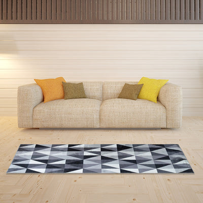 Triangles 60 cm x 150 cm Carpet (Black & White)