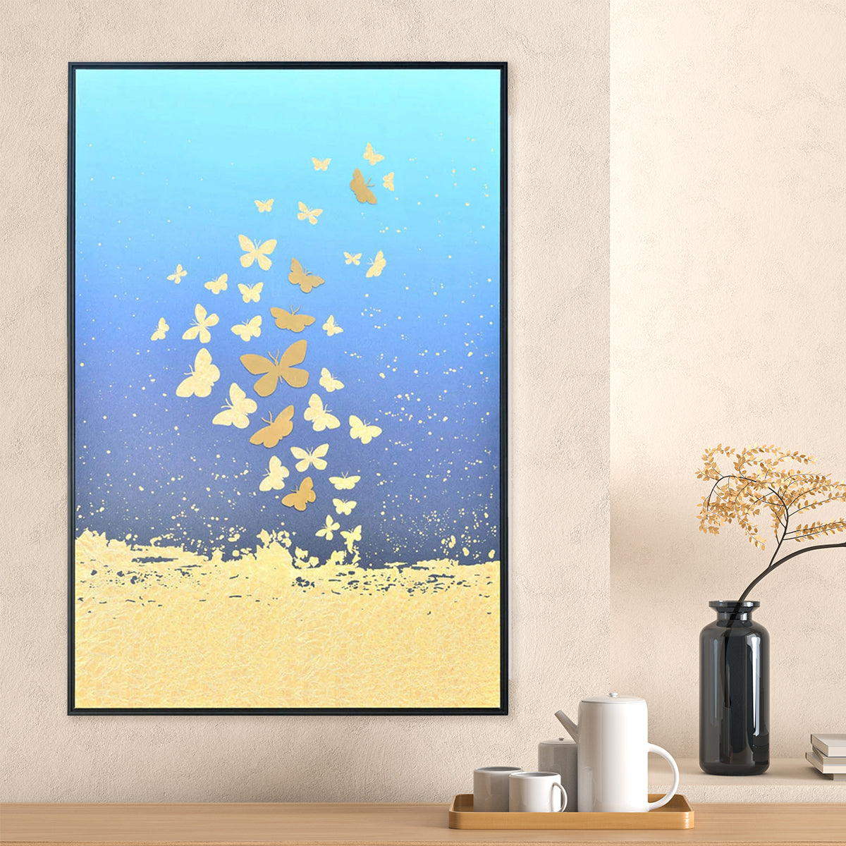 Buy Butterfly Painting (Seagreen & Gold) Online- @Home by Nilkamal ...