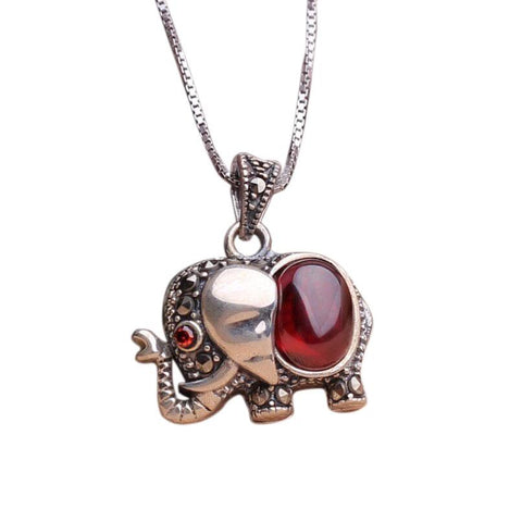 Elephant Symbol Red Garnet Necklace