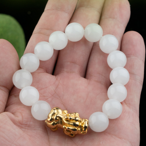 White Jade Pixiu Wealth Bracelet