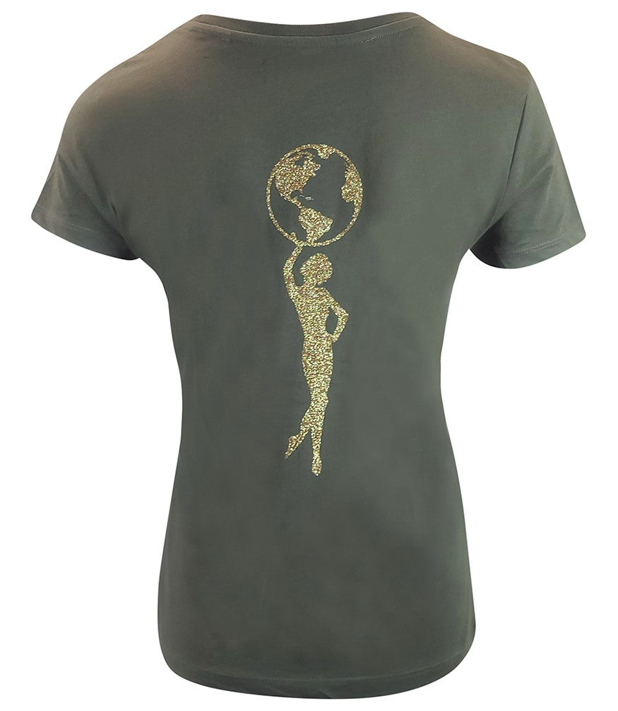 Madison Maison Designing Hollywood  X ™ Cotton Army Green Star Lady T Shirt