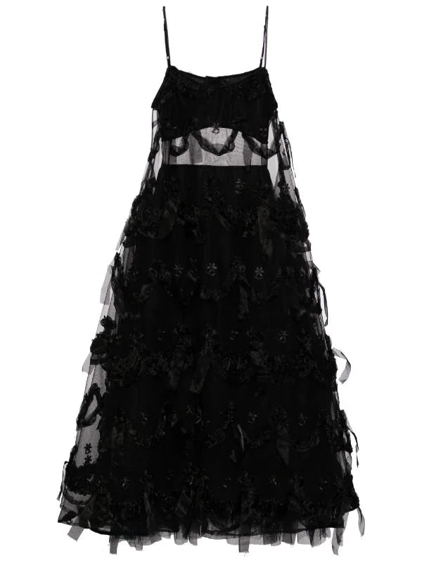 Shop Simone Rocha Women  W/ Back Cut Out Strappy Layered Tutu Dress In Black/black