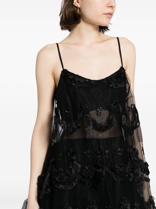 Shop Simone Rocha Women  W/ Back Cut Out Strappy Layered Tutu Dress In Black/black