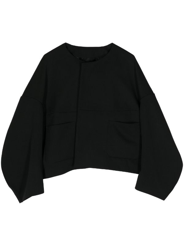 Shop Comme Des Garçons Comme Des Garcons Women Solid Color Collarless Jacket In Black