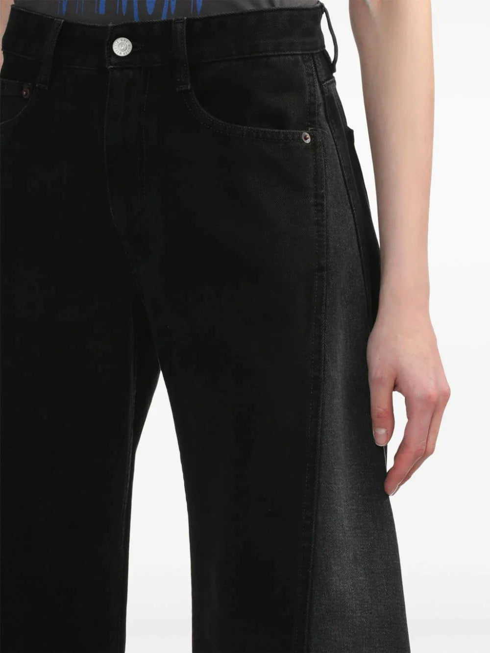 Shop Mm6 Maison Margiela Mm6 Women 5 Pockets Straight Flare Pants In 961 Black/grey