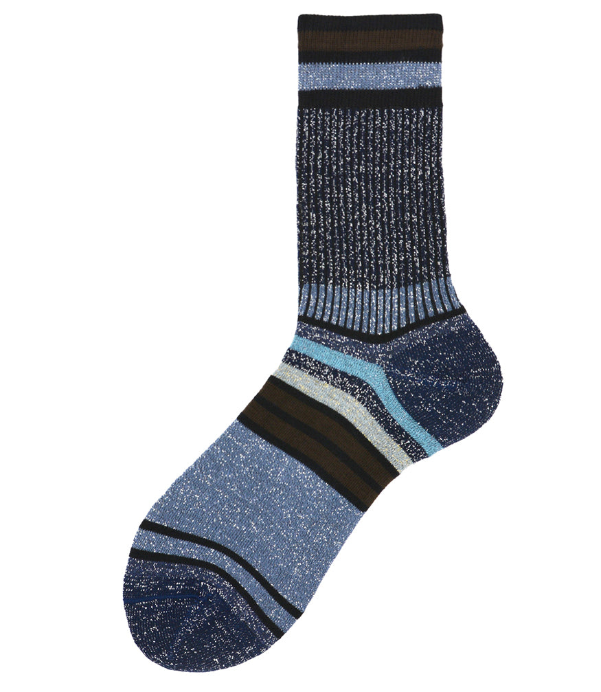 Alto Milano Blue Multi Chapo Short Socks In 045 Blu Multi