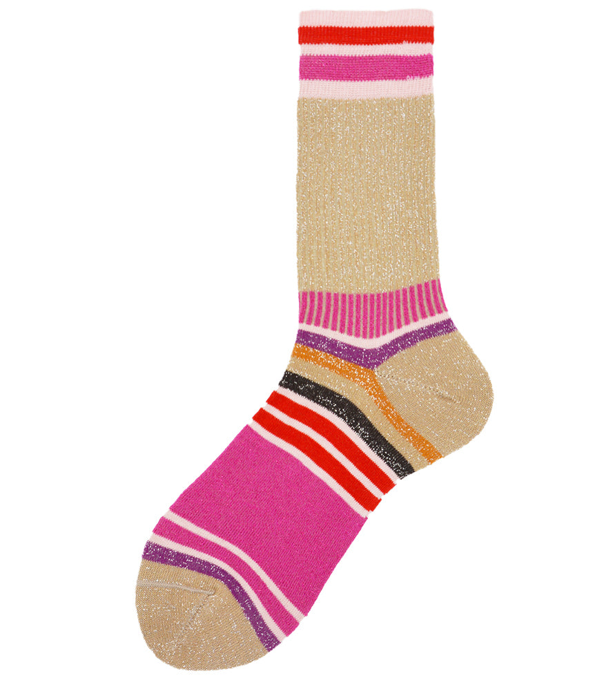 Alto Milano Pink Tan Chapo Short Socks In Multi