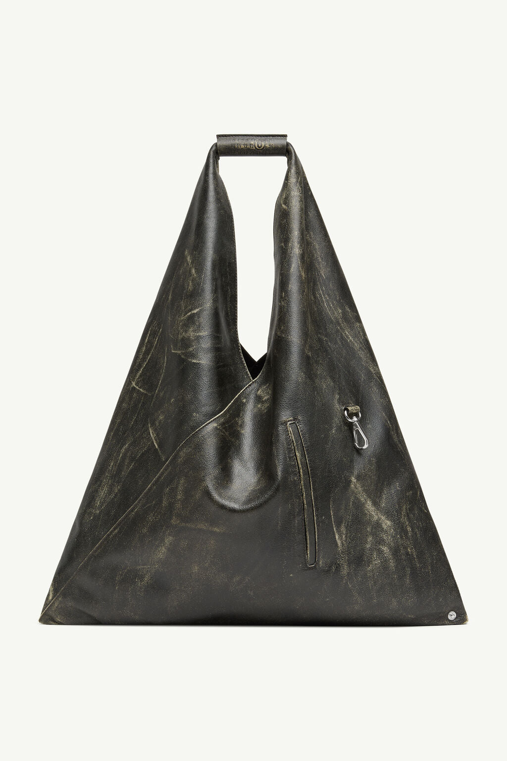 Shop Mm6 Maison Margiela Mm6 Women Circular Leather Handbag In H4524 Black/almond Buff