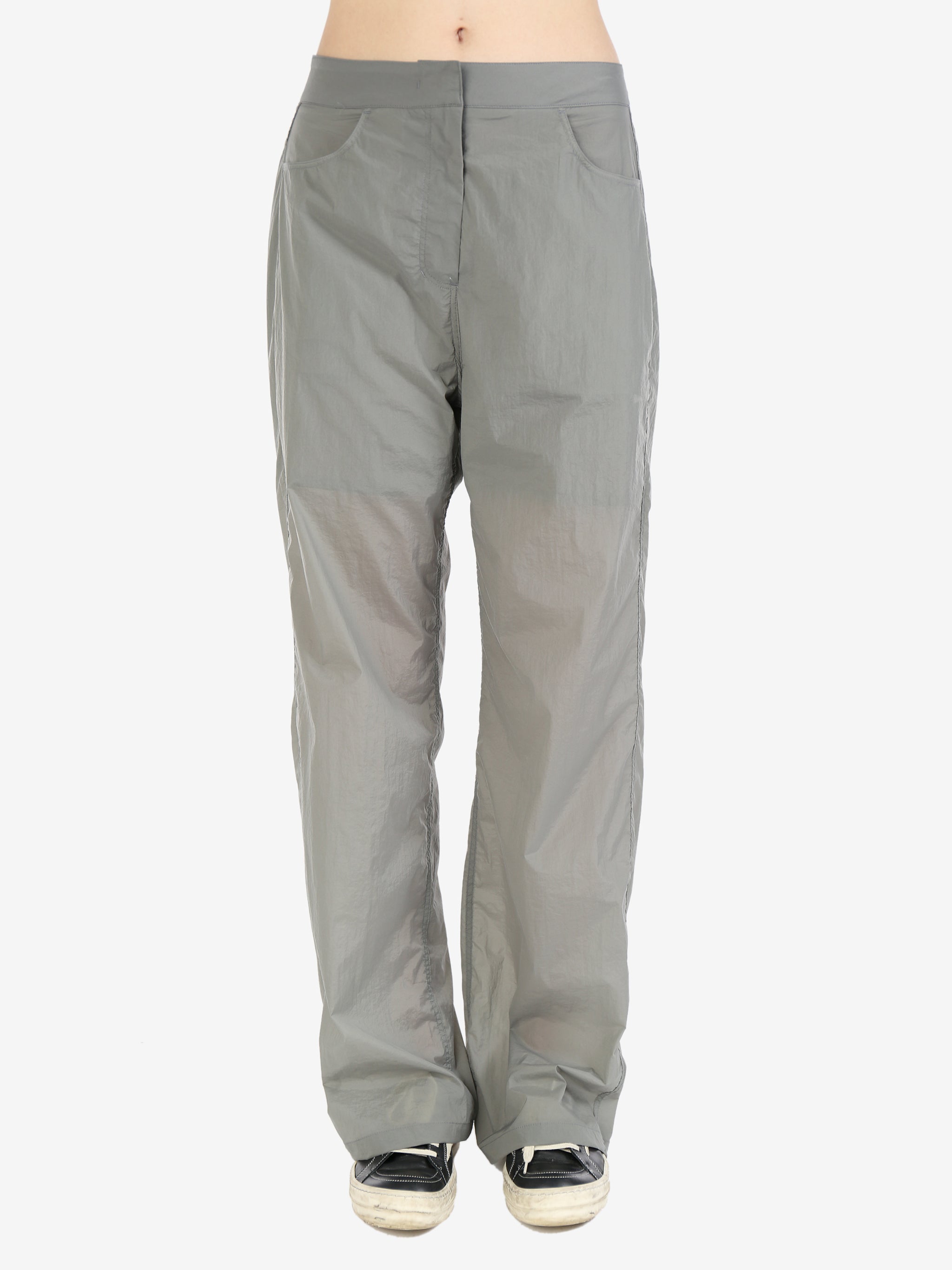 Amomento Women Reversible Sheer Straight Fit Pants In Gray