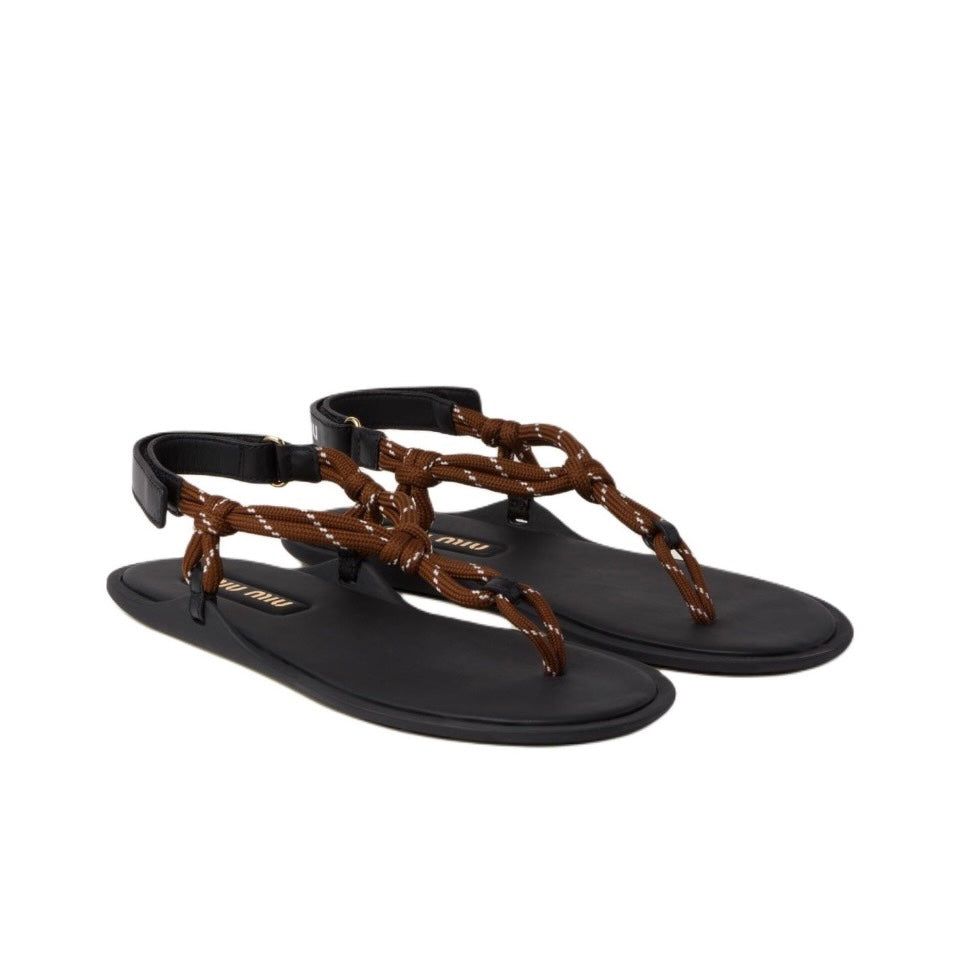 Shop Miu Miu Women Riviere Sandals In F0005 Tobacco