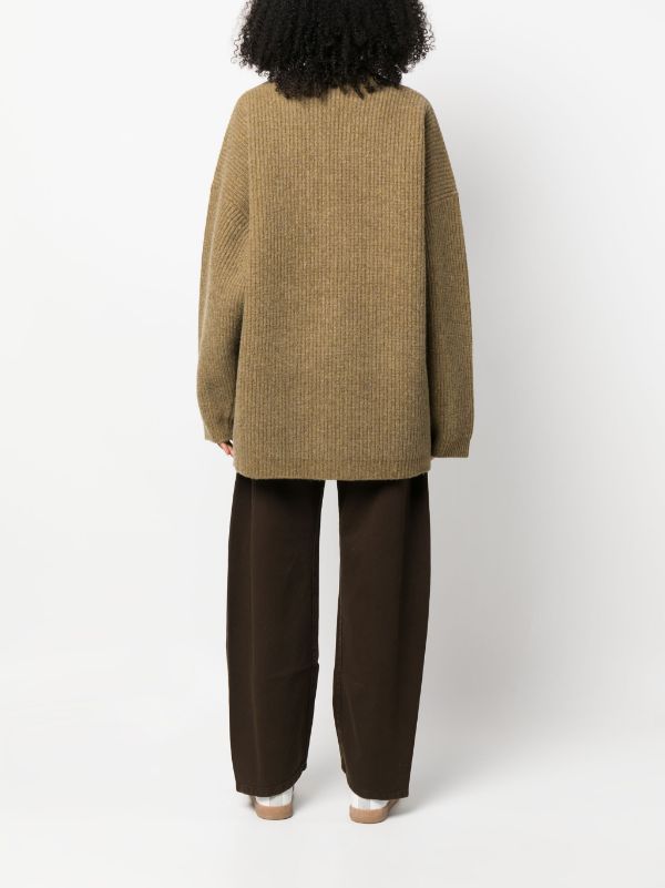 Shop Lemaire Men Felted Cardigan Coat In Ye581 Dark Mustard