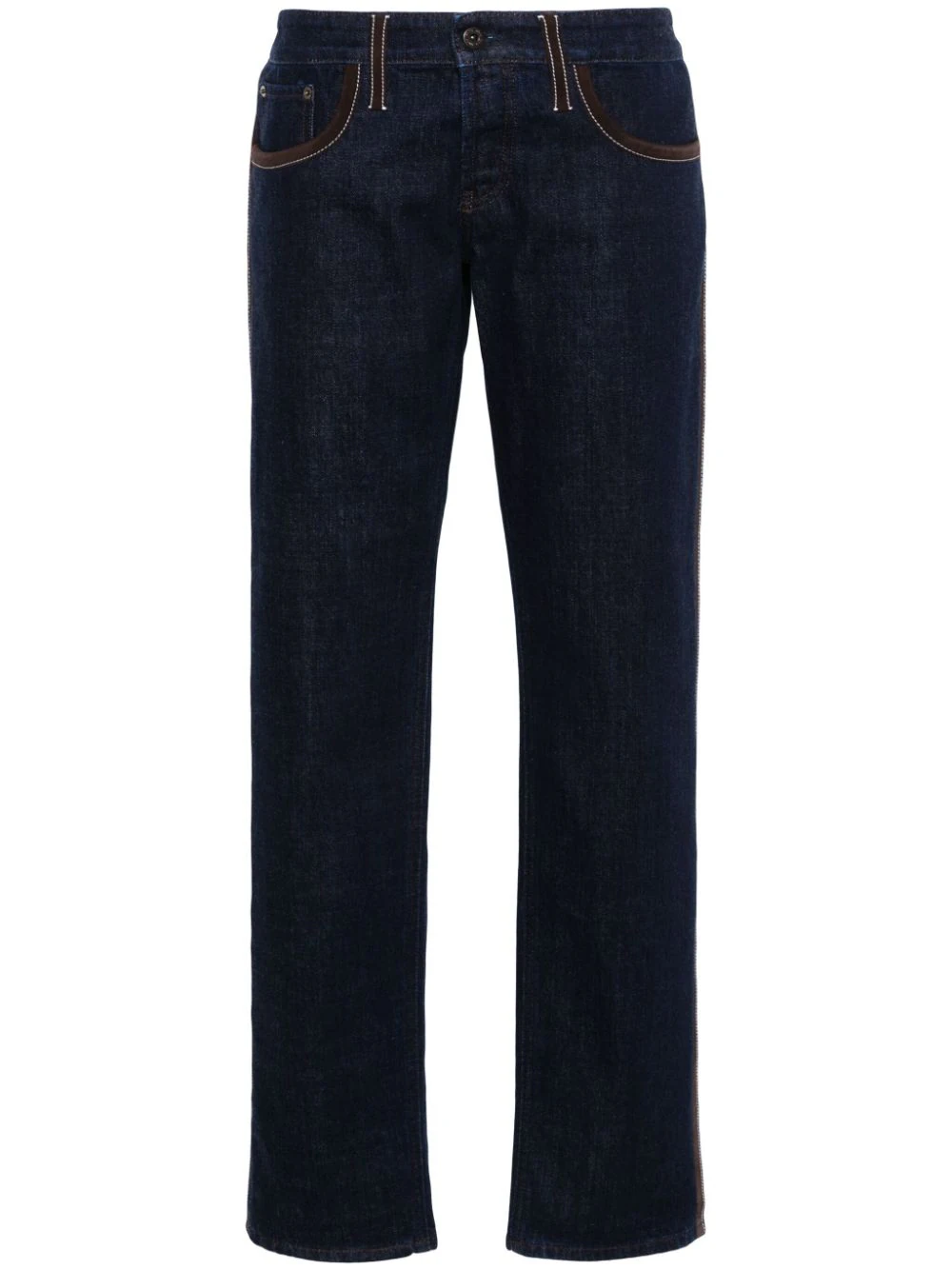 Shop Miu Miu Women Straight Leg Denim Jeans In F045h Blu+marrone