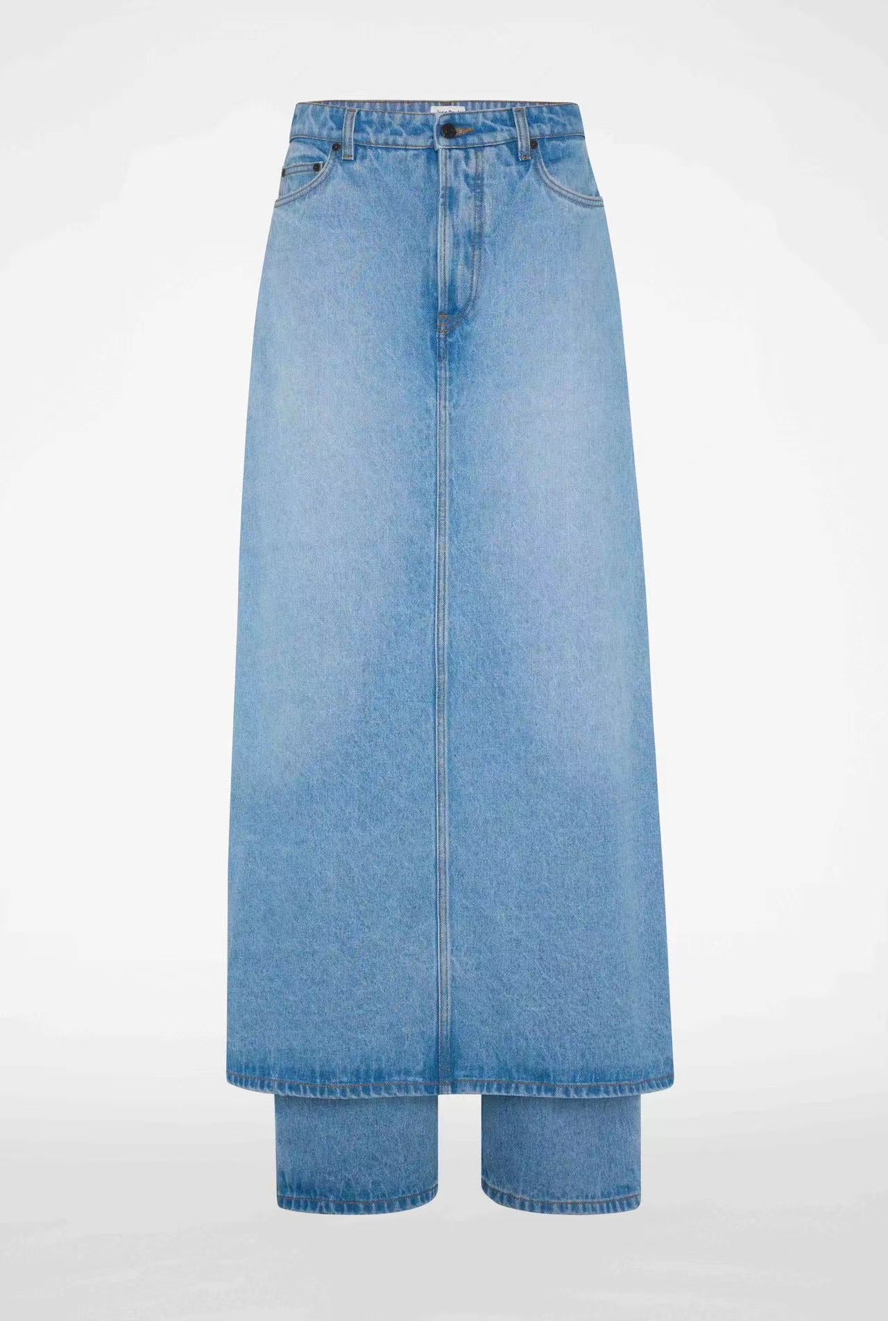 Shop Jean Paul Gaultier Women Denim Pant Skirt In 56 Lightblue