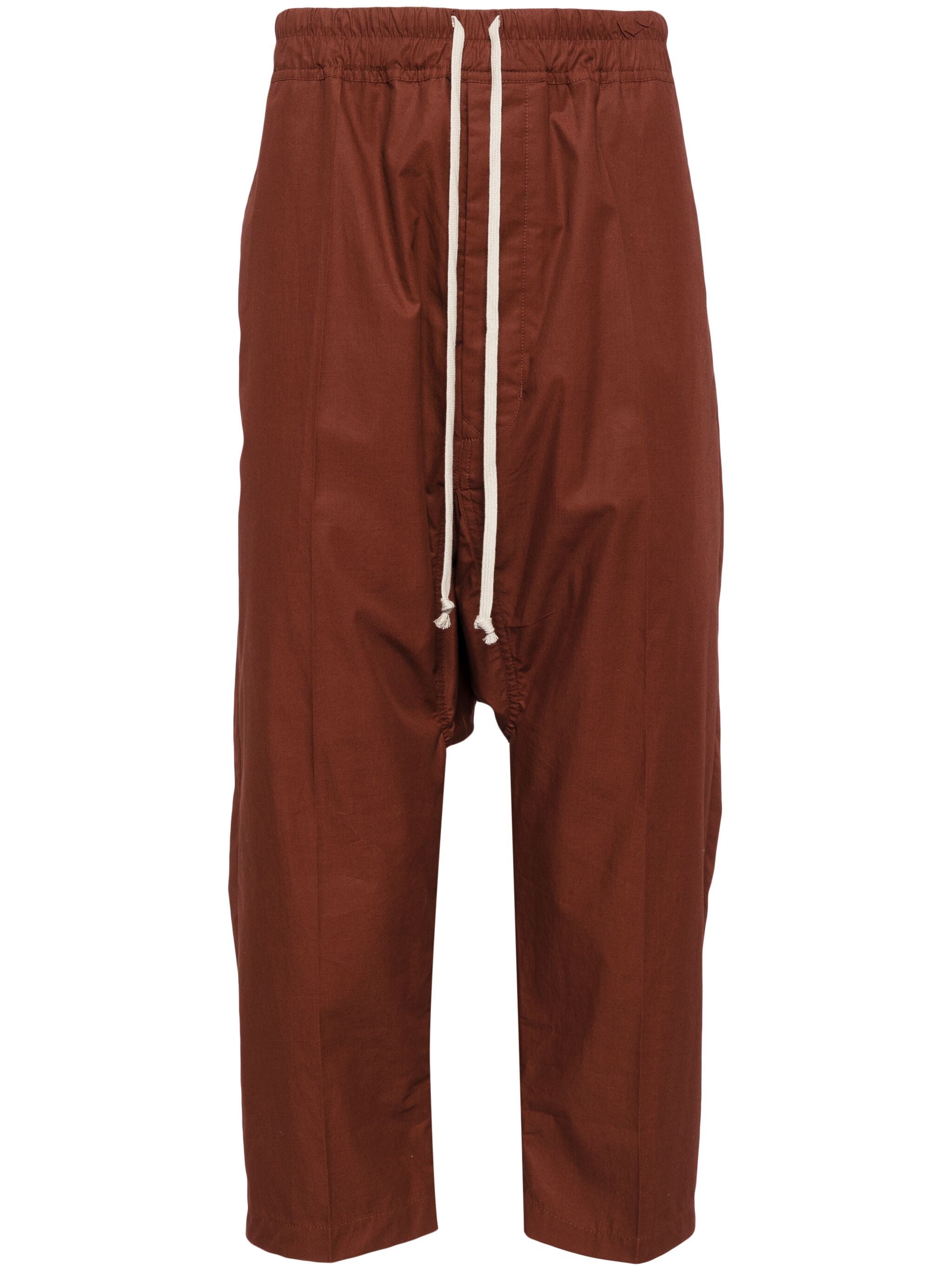 Shop Rick Owens Men Drawstring Cropped Pants In 73 Henna