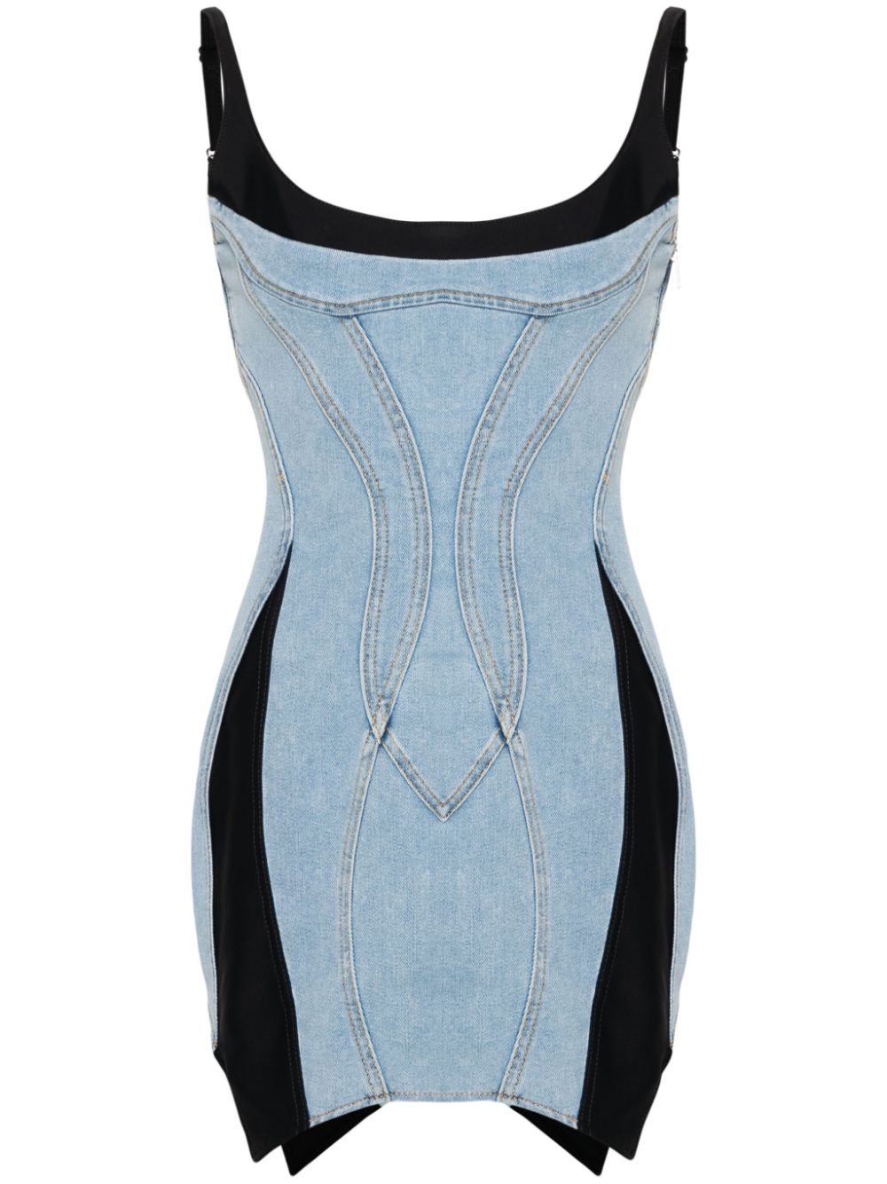 Shop Mugler Women Suspender Dress In B0599 Light Blue/black