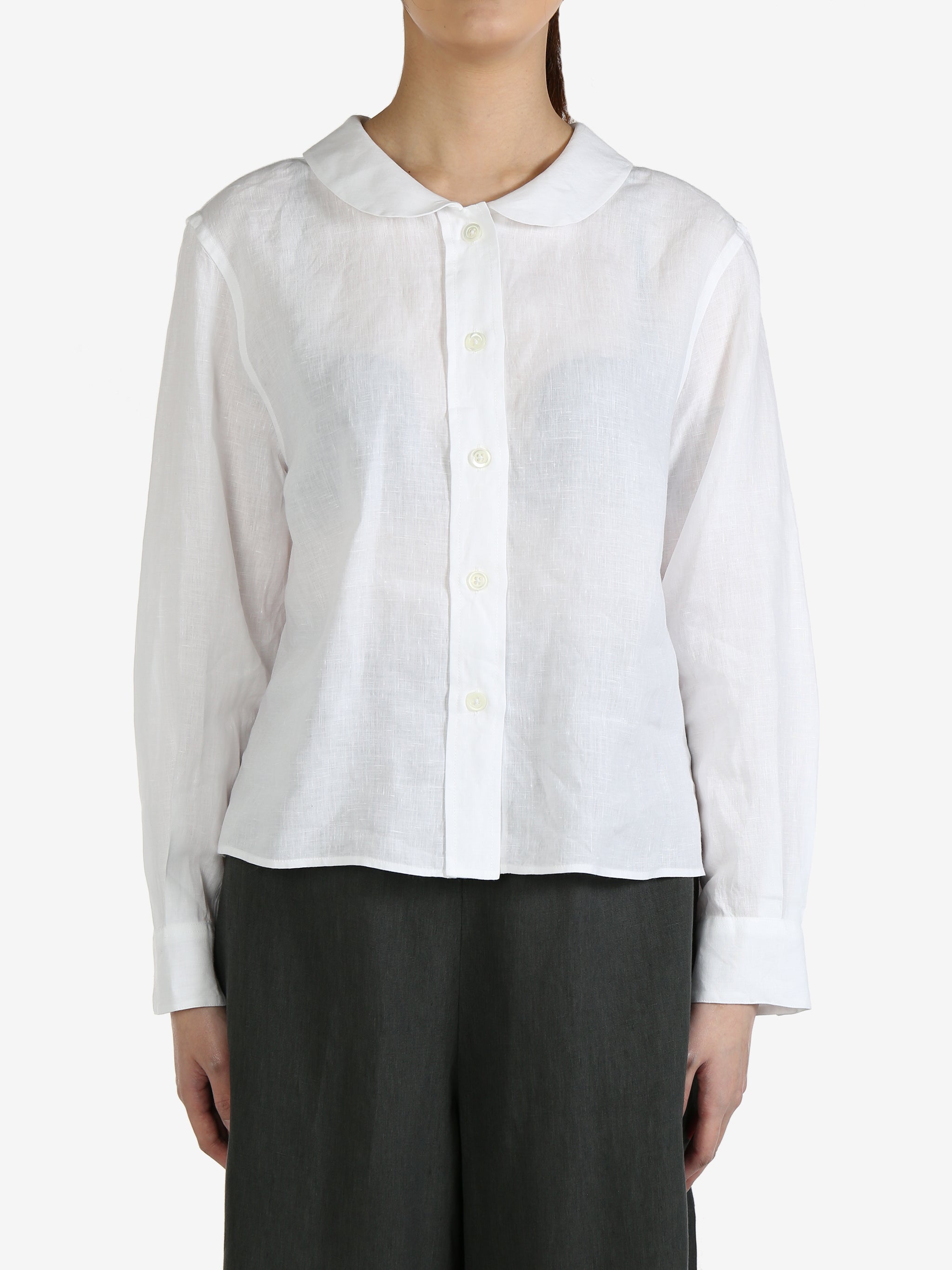 Margaret Howell Women Round Collar Shirt In White