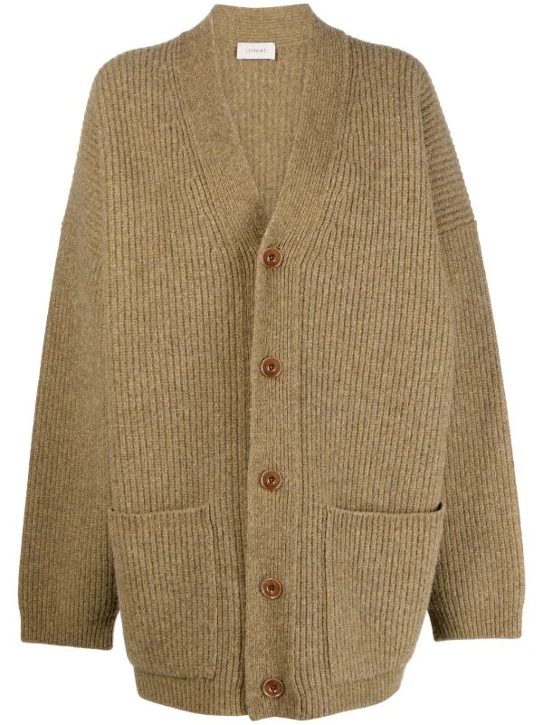 Shop Lemaire Men Felted Cardigan Coat In Ye581 Dark Mustard