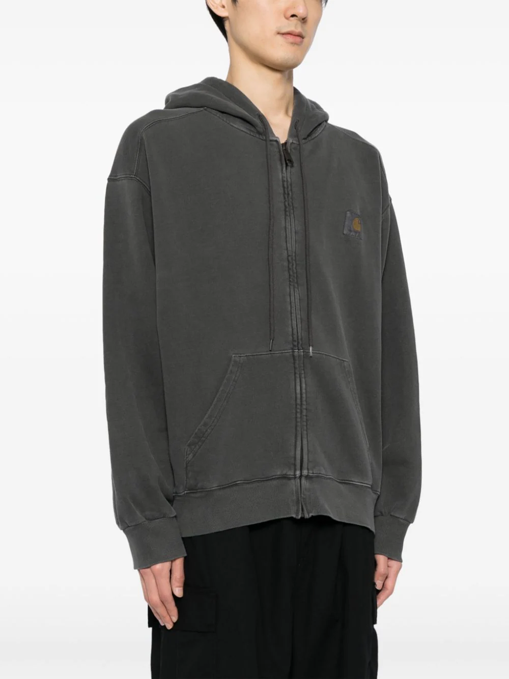 Shop Carhartt Wip Unisex Hooded Nelson Jacket In 98gd Charcoal (garment Dyed)