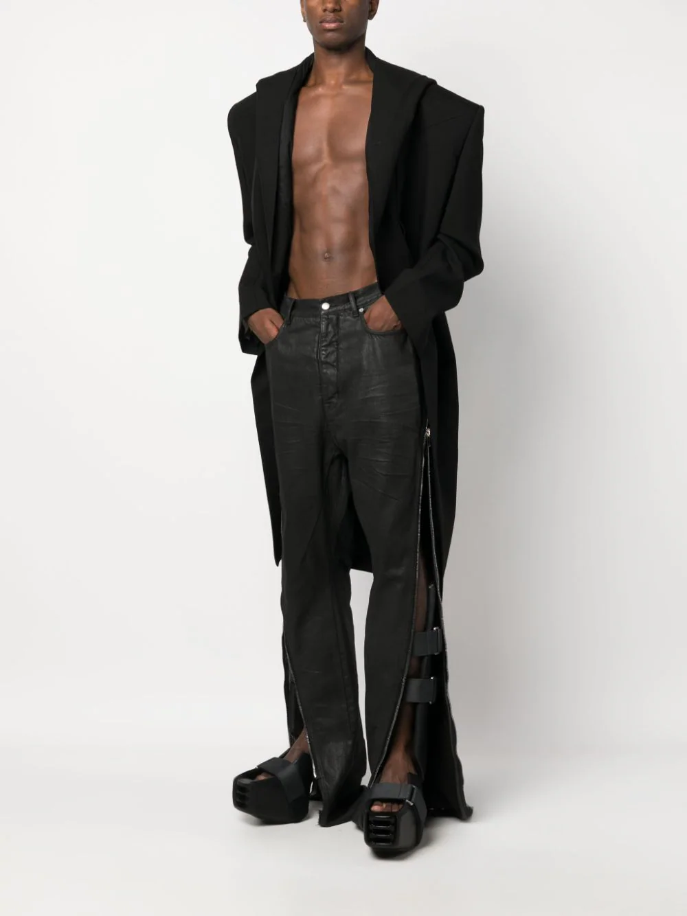 Shop Rick Owens Men Denim Bolan Banana Pants In 99 Black Wax