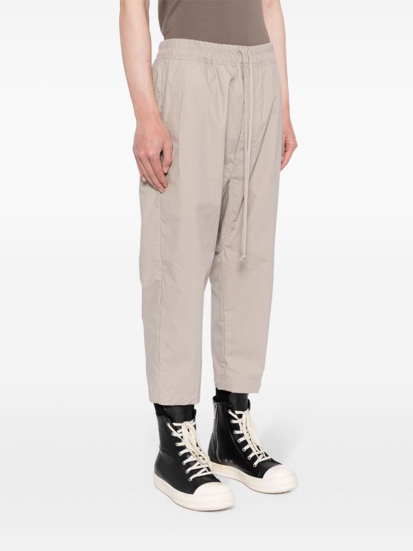 Shop Rick Owens Men Drawstring Cropped Pants In 08 Pearl