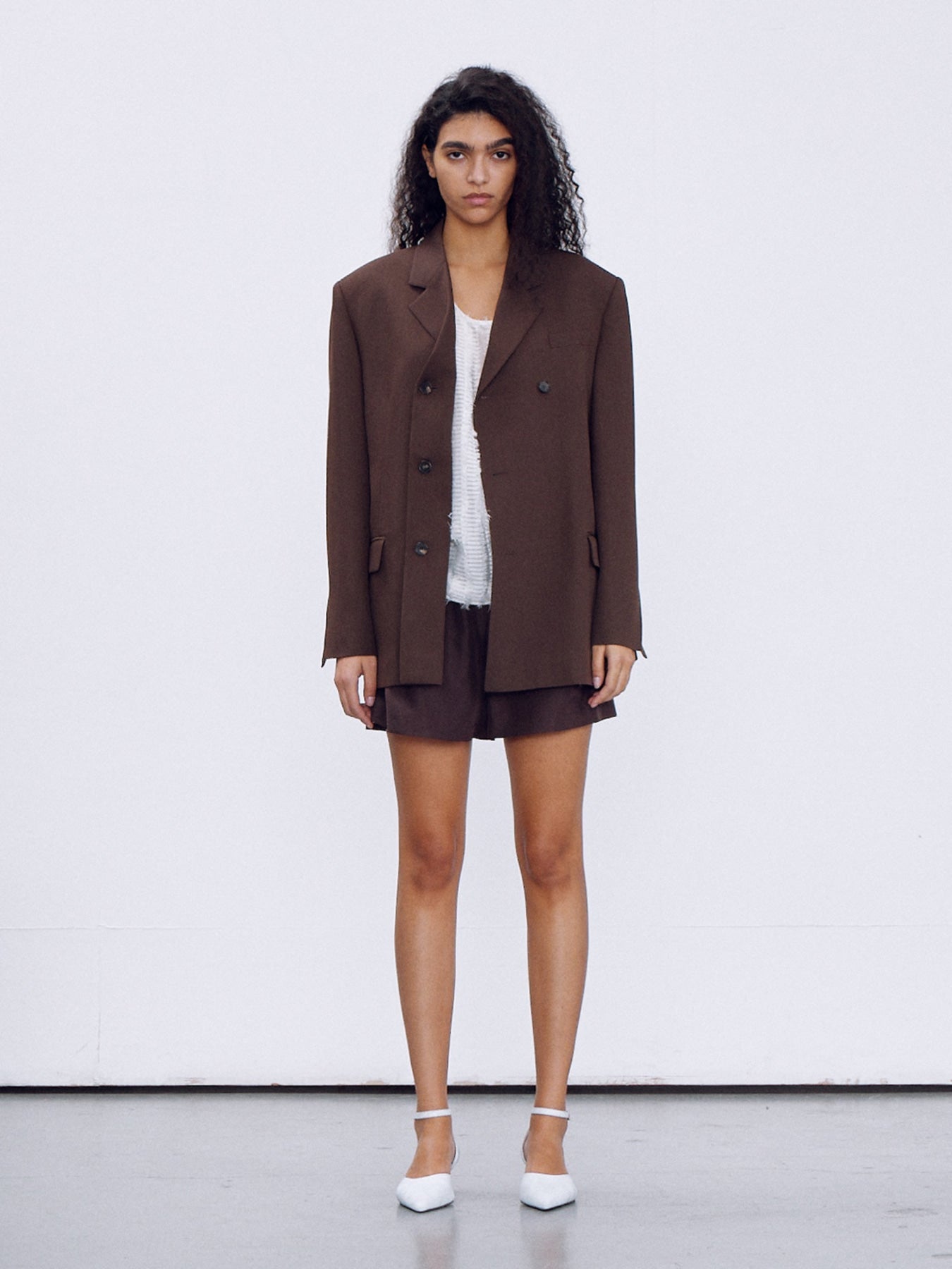 Shop Recto Women Cesare Double Breasted Tailored Jacket In Brown