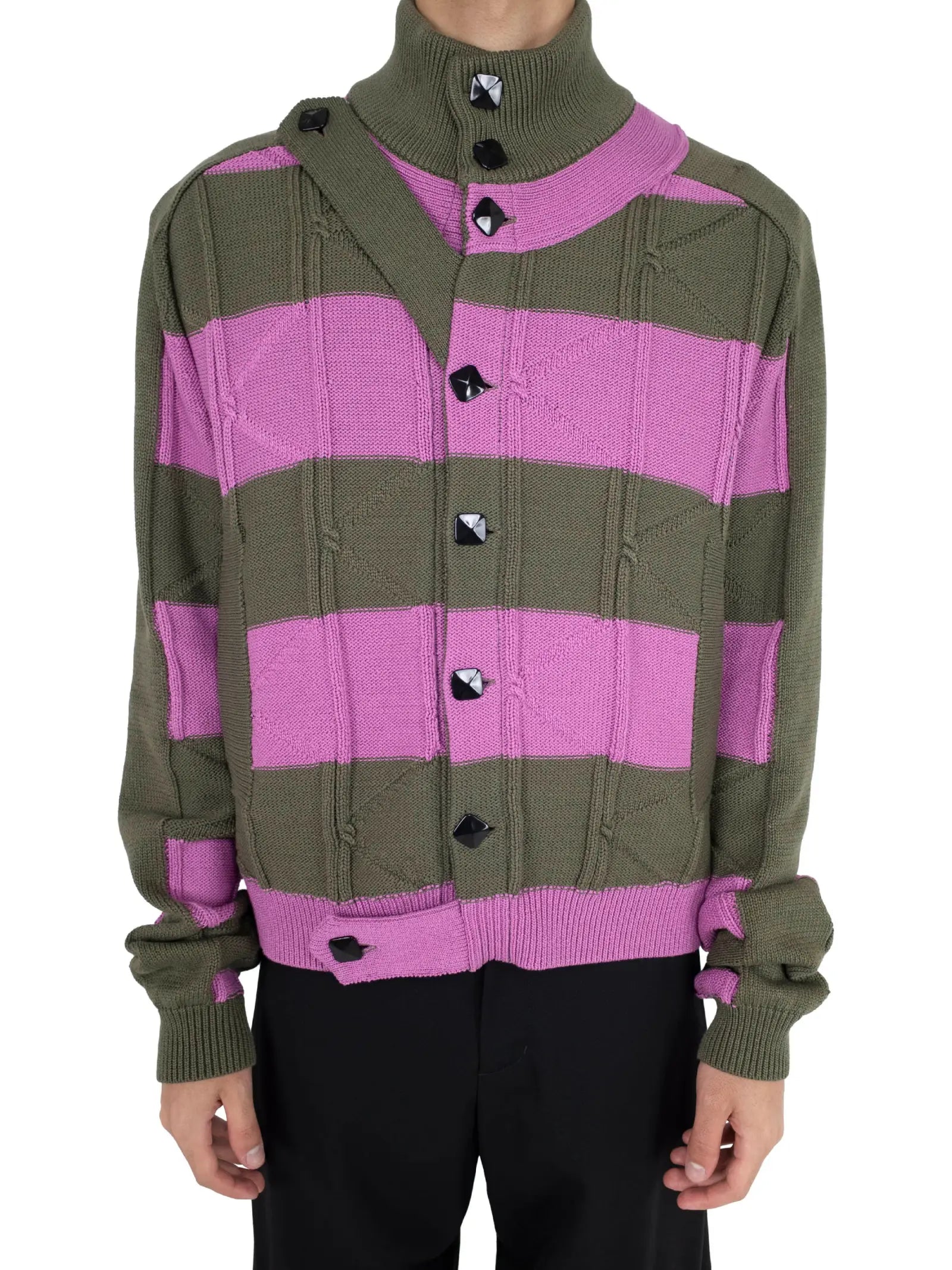 Shop Kiko Kostadinov Men Merli Twinset Cardigan In Khaki/rose Pink