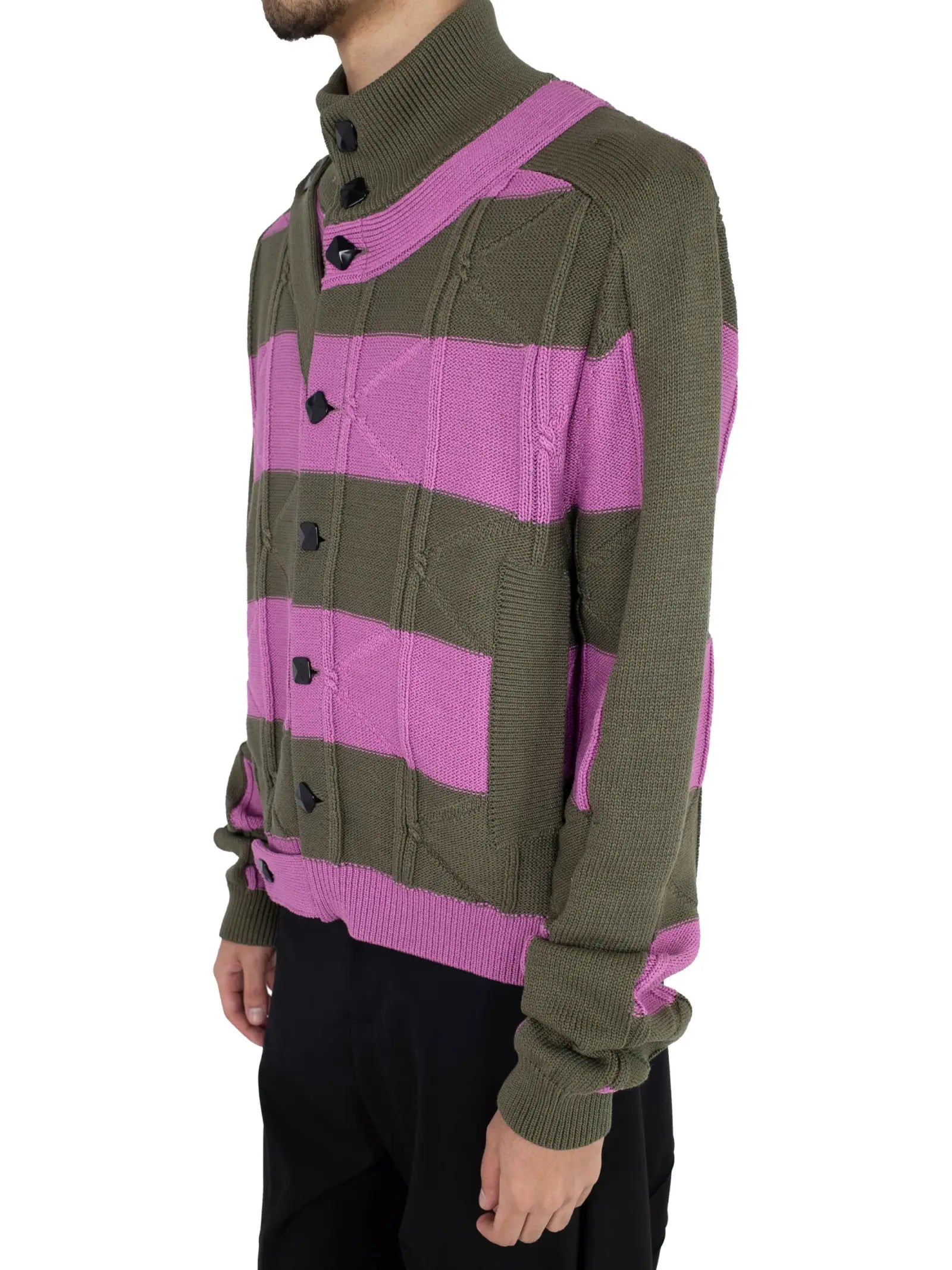 Shop Kiko Kostadinov Men Merli Twinset Cardigan In Khaki/rose Pink