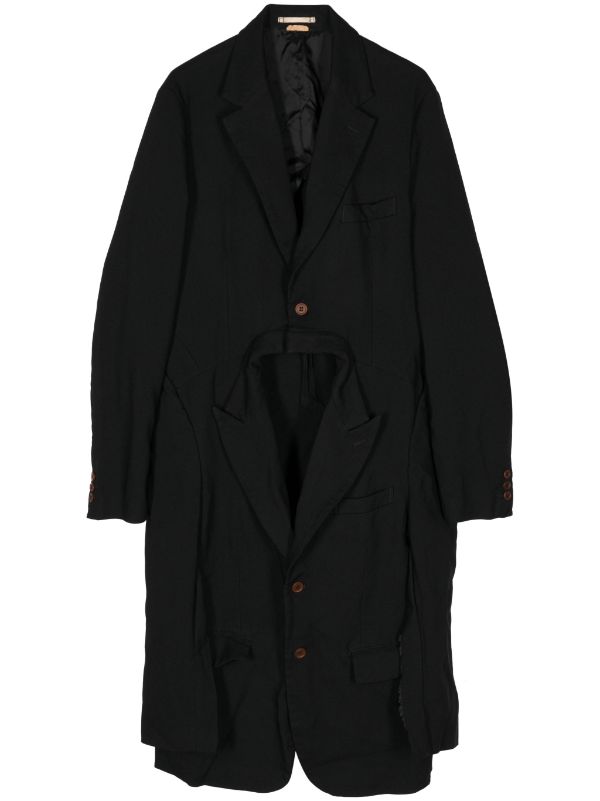 Shop Comme Des Garçons Homme Deux Comme Des Garcons Homme Plus Men Uneven Hem Coat In Black