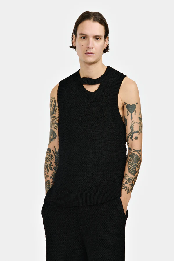 Shop Louis Gabriel Nouchi Men With Twisted Back Knitted Vest In 001 Black