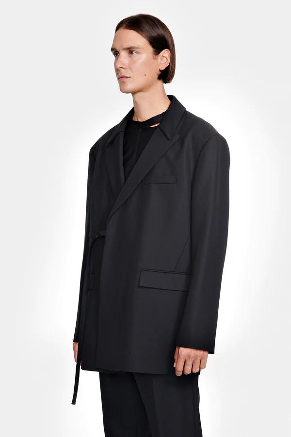 Shop Louis Gabriel Nouchi Unisex With Double Collar Double Breasted Jacket In 001 Black