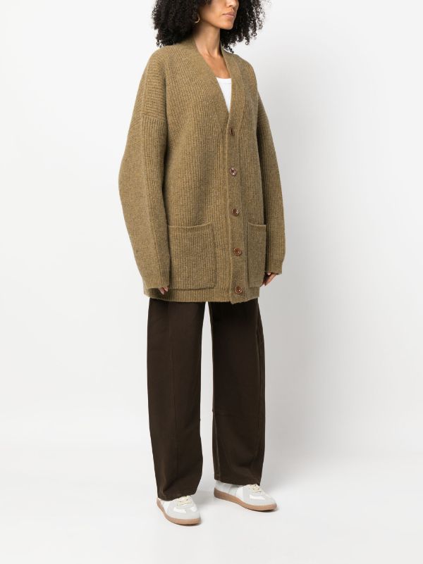 Shop Lemaire Men Felted Cardigan Coat In Ye581 Dark Mustard