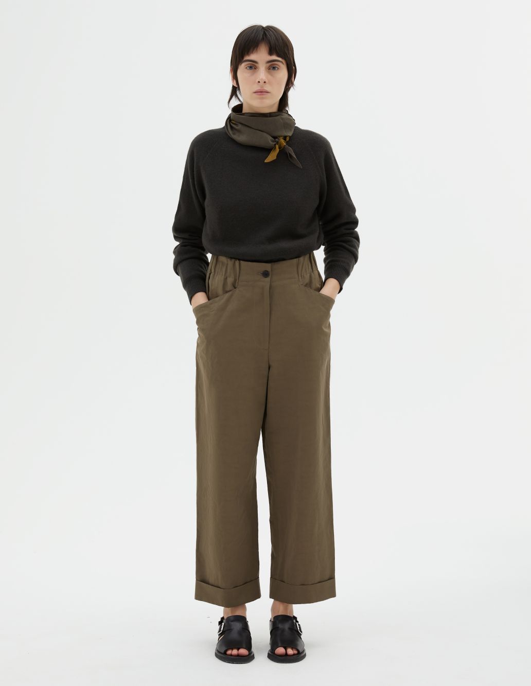 Shop Margaret Howell Women Relaxed Crop Pants In Mouse