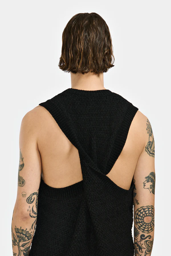 Shop Louis Gabriel Nouchi Men With Twisted Back Knitted Vest In 001 Black