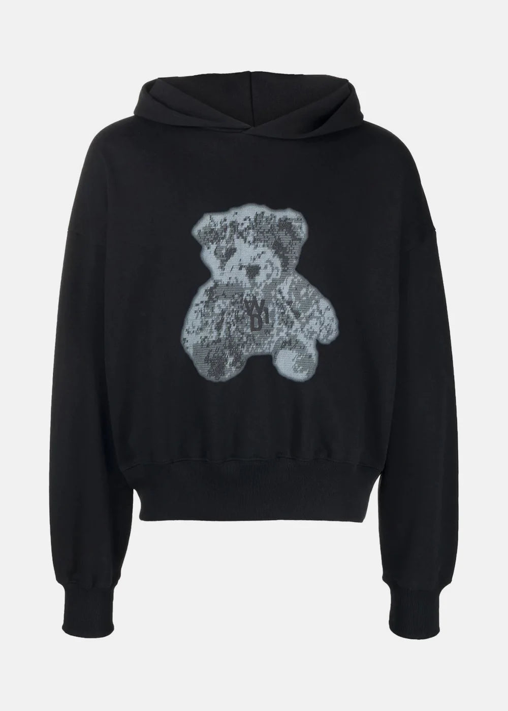 WE11 DONE WE11DONE BLACK TEDDY GRAPHIC-PRINT HOODIE