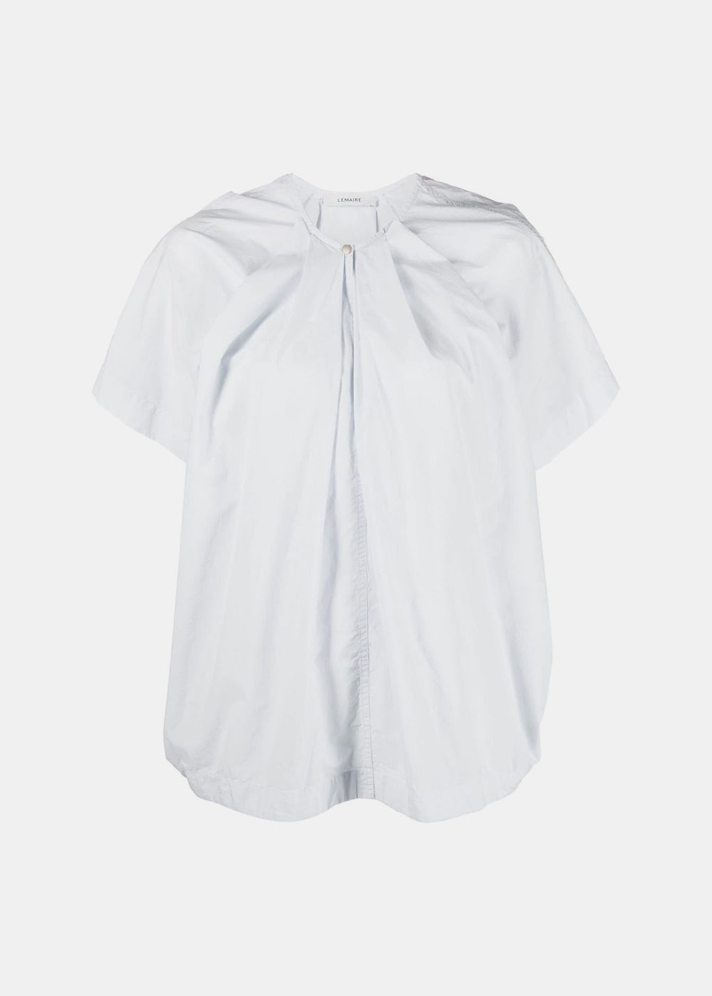 LEMAIRE BLUE PLEATED SHORT-SLEEVE TOP