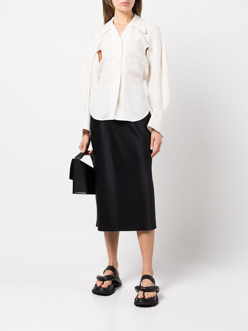 MAME KUROGOUCHI WOMEN VISCOSE HEMP ROUND SHIRT - NOBLEMARS