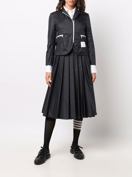 Thom Browne Women Below Knee Pleated Wrap Skirt In Sheer Nylon Ripstop Noblemars 