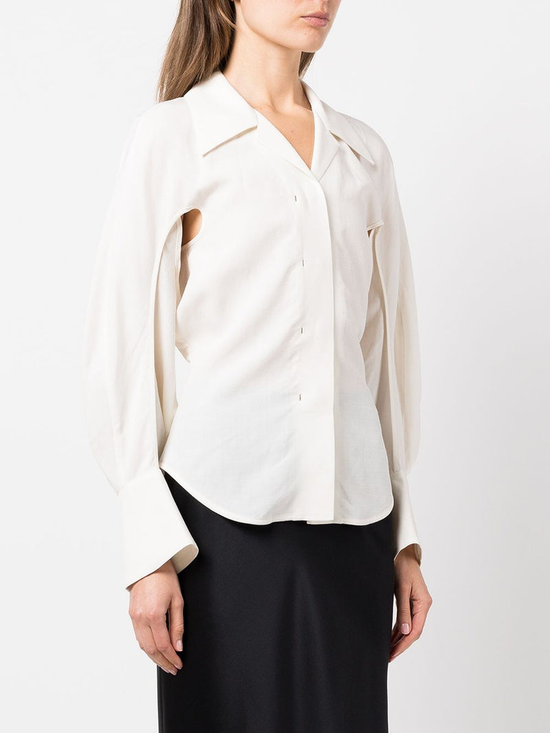 MAME KUROGOUCHI WOMEN VISCOSE HEMP ROUND SHIRT - NOBLEMARS