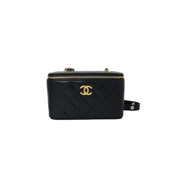 Chanel Small Vanity Bag With Handle Chain Light Blue - NOBLEMARS