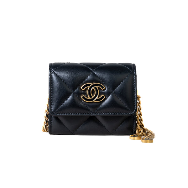 Chanel 22S Hobo Small Pearl Crush Gold Hardware Lambskin Bag Black -  NOBLEMARS