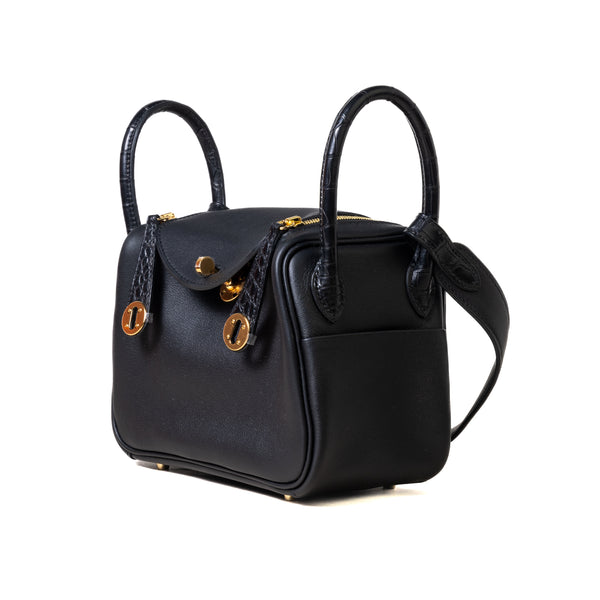 Hermes Mini Lindy Palladium Hardware Black - NOBLEMARS