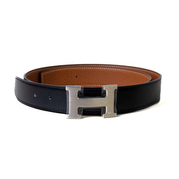 Hermes Belt H Constance 32mm Fauve Barenia / Dark Brown Street