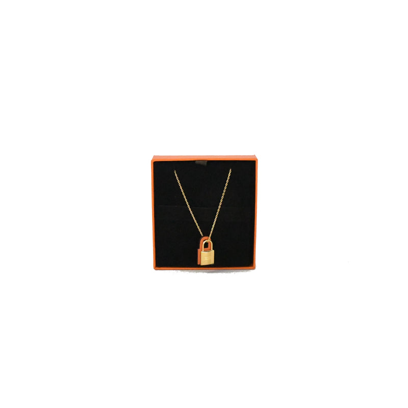 Hermes Okelly Necklace Gold HW with Orange Leather - NOBLEMARS