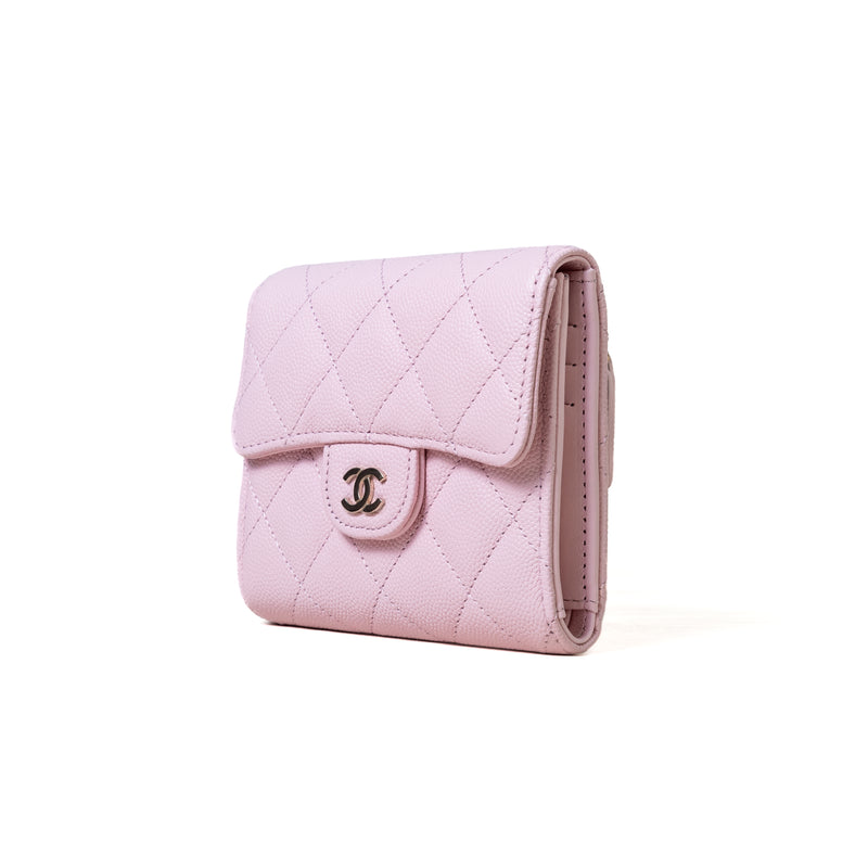 CHANELChanel Classic Small Flap Wallet Light Pink with Gold Tone Metal  AP0712