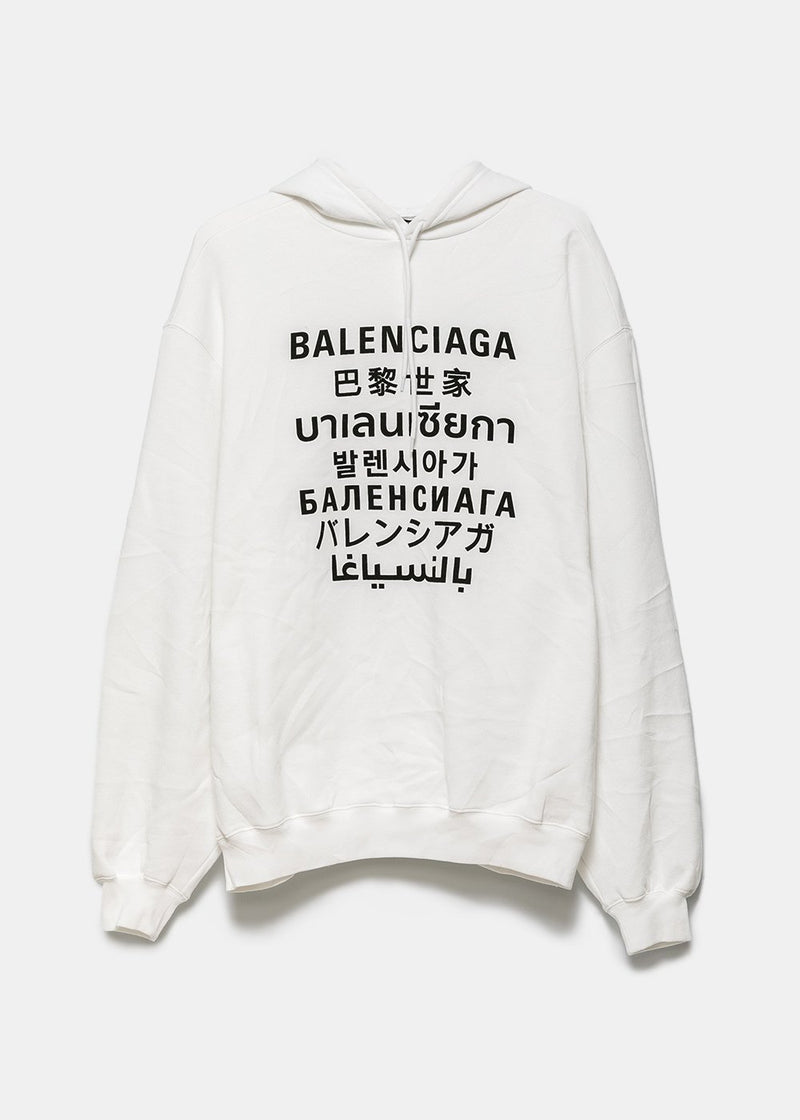 Balenciaga Black Hoodie With Multicolour Languages Print  ModeSens