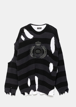 Balenciaga Black & White Layered Destroyed Sweater - NOBLEMARS