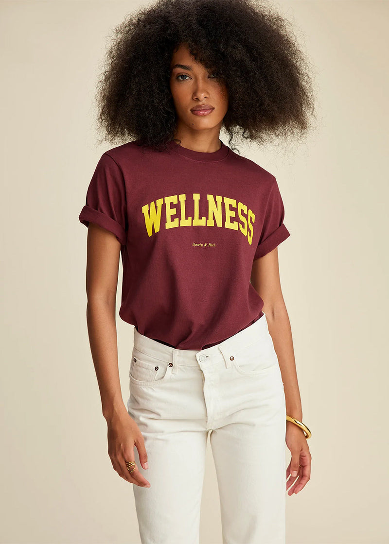 Sporty & Rich Merlot Wellness Ivy T-Shirt - Noblemars