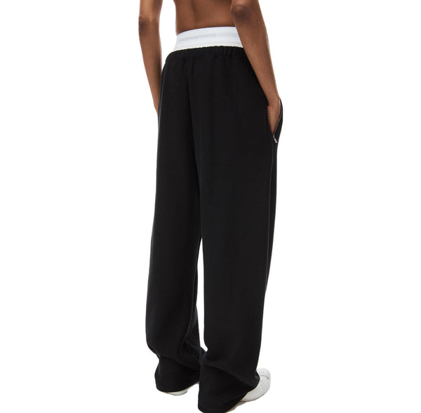 T by Alexander Wang Contrast Waistband Mid Rise Relaxed Straight Jean Black  - SS23 - US